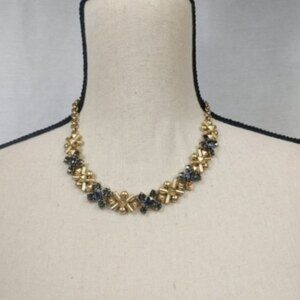 J. Crew Gold Black Gemstones Necklace